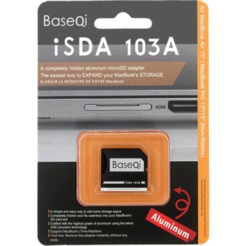 BaseQi NinjaDrive Micro SD /TF card Adapter Memory expansion SD card reader for MacBook Air 13"and MacBook Pro 13/15(Non-Retina