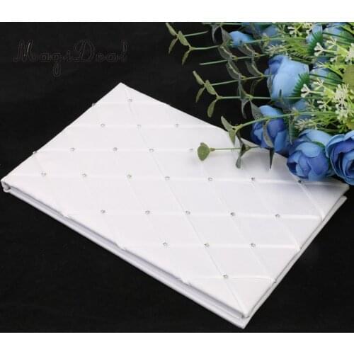 MagiDeal Top Quality White Custom Wedding Ceremony Guest Book Album Crystal Rhinestone Register Wedding Book Gifts Decoration