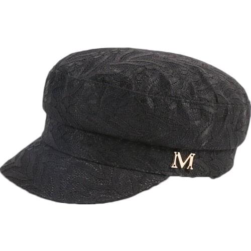 2020 New Women Berets Letter M Female Outdoor Peaked Cap Autumn Adjustable Embroidered Octagonal Hat Summer Sunhat