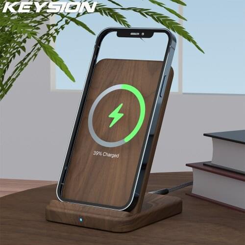 KEYSION 15W Wooden Quick Charge Qi Wireless Charger Stand For iPhone 12 Pro 11 XR XS X 8 Samsung S21 S20 Xiaomi Mi 11 Huawei P50