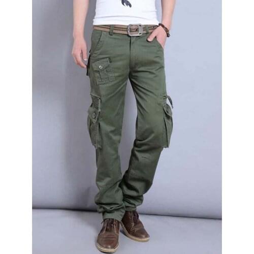 Spring Summer Casual pant Mens Lightweight Pure cargo pants Losse Plus 38 40 Size Cotton overalls overall Man Bottoms Trousers