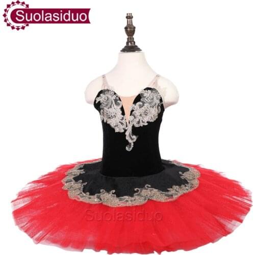 Girls Black Ballet Tutu Black Swan Performance Stage Wear Children Professional Ballet Dance Competition Costumes Adult Ballet
