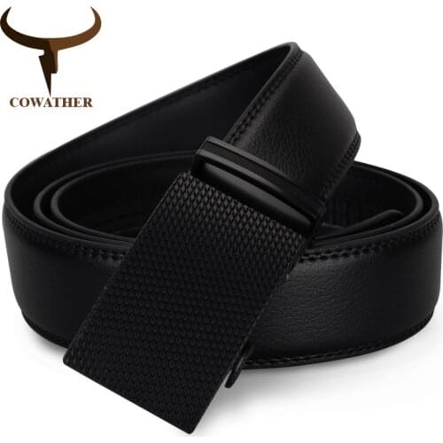 COWATHER fashion men belt top cow genuine leather automatic buckle belts for men causal design cowhide male strap free shipping