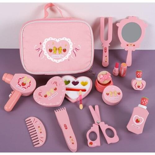 Wooden Beauty Salon Toys for Girls Toddler Makeup Playset 12 Piece Comb Kit