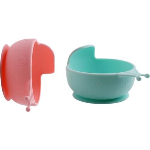Antidrop Sucker Design Baby Bowl Food Grade Silicone Cartoon Snail Food Supplement Bowl Infant Feeding tableware Children Dishes