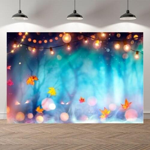 Seekpro Autumn Halloween Party Bokeh Forest Light Children Photography Background Photographic Backdrop For Photo Studio Shoot