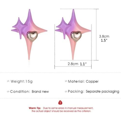 Hypoallergenic Earrings for Women Girls Purple Pink Gradient Color Stud Earring Double Northstars Studs Dainty Jewelry