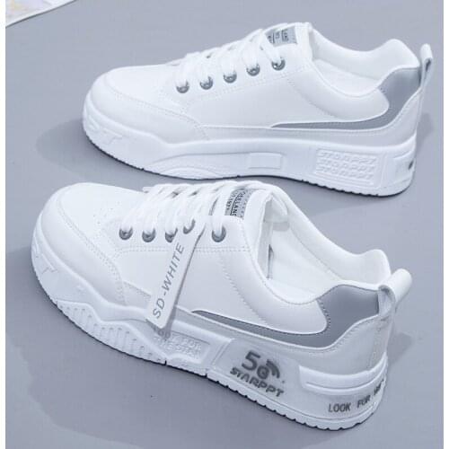 Spring Platform Sneakers Women Casual Shoes White Student Sneakers 2021 New Female White Summer Shoes Pu Leather Sneakers