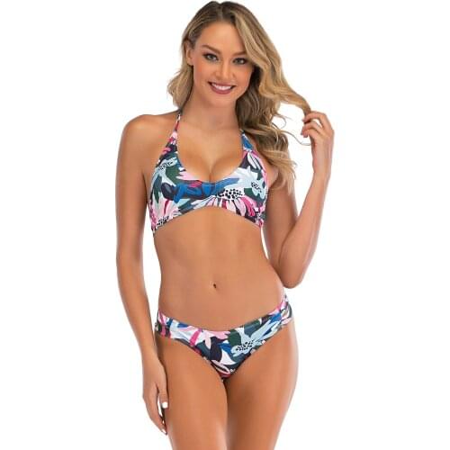 2021 New bikini print bodysuit womens triangle sexy swimwear women