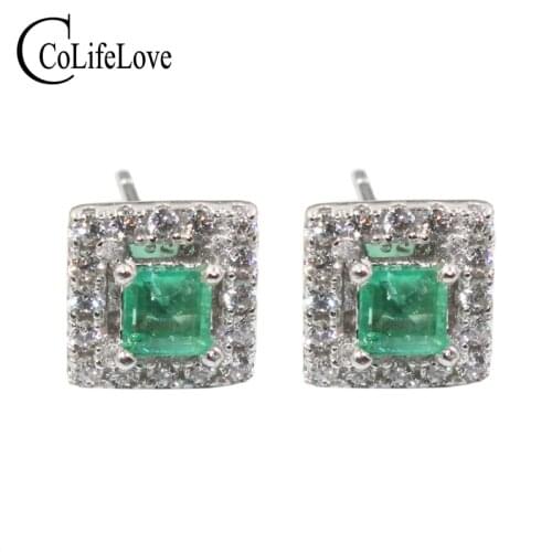 Dazzling emerald stud earrings 2.mm SI grade natural emerald earrings solid 925 silver emerald earrings small gemstone earrings