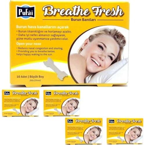 Pufai Breathe Fresh Nasal Strips to Take Better Breathe Large Size 66mm 19mm 50 Pieces 5 Boxes