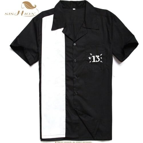 SISHION Mens Retro Camp Shirt ST126 camisas hombre Cotton L-3XL Plus Size Black Casual Shirt