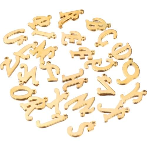 Random Stainless Steel Etter Gold Charms Alphabet English Alphabet Pendants for Bracelet Necklace Crafts Making Jewelry Making