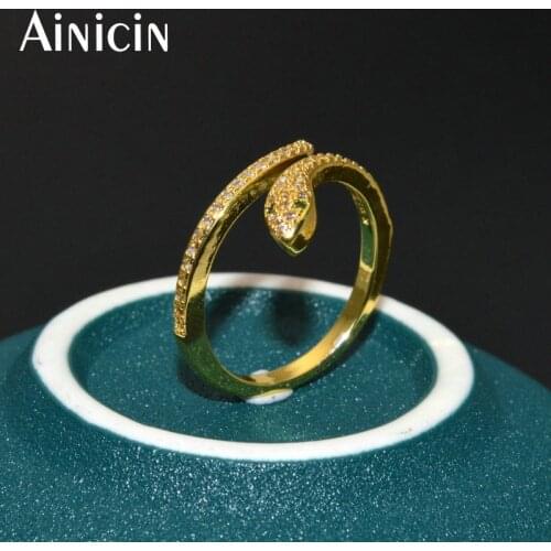 Modern Stylish Brief Wedding Ring Gold Silver Plating Zircon Stone Setting Snake Shape Adjustable Women Rings Gift Party Jewelry