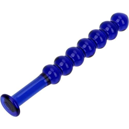 Glass Dildo 7-Beads Crystal Balls Fake Penis Prostate Massage Anal Plug Pyrex Butt Plugs Sex Toys for Women Men