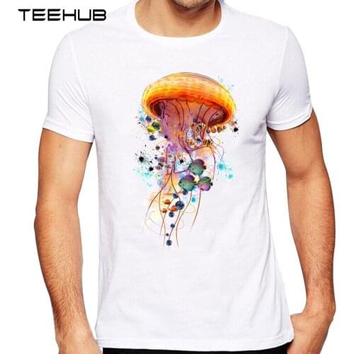 TEEHUB Mens New Fashion Colored Electric Jellyfish Design Short Sleeve T-Shirt Cool Printed Tops Hipster Tee Shirts