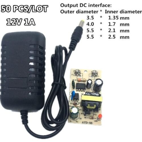 50 PCS/LOT high-quality AC DC adapter 100-240V to 12V 1A power adapter 3.5*1.35/4.0*1.7/5.5*1.5/5.5*2.5 mm power supply adaptor