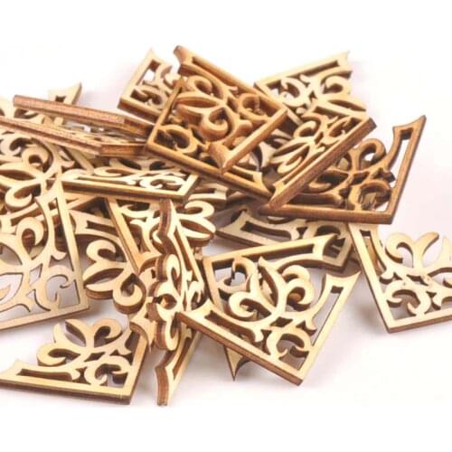 25pcs Wooden Ornament Book Corner Protector DIY Crafts Home Decoration Box Book Scrapbook Album Corner Wood Slices 27x27mm M1798