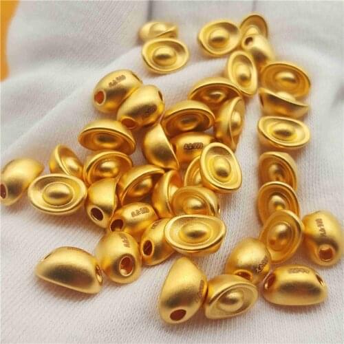 1PCS Real 24Kt Yellow Gold Pendant Women 3D Luck Bless Yuanbao Ingot Bead 0.2-0.3g 9x5x6.3mm GUARANTEED 24K PURE GOLD Best Gift
