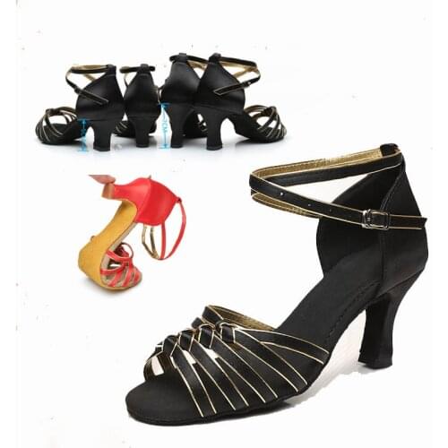 Womens Tango/Latin Dance Dancing Shoes Red Black Heeled Salsa Professional Dancing Shoes For Women Girls Ladies 5cm/7cm