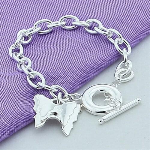 Silver 925 Jewelry Beautiful Butterfly To Buckle Bracelet For Women Fashion Wedding Jewelry Gift