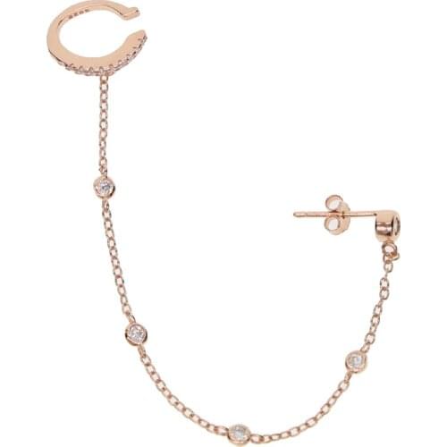 1 piece 100% 925 sterling silver long cz station tassel chain Romantic women trendy fashion earrings