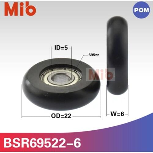 1pcs/LOT 695zz ball bearing steel built-in wardrobe or cupboard round type sliding wheel roller BSR69522-6 5*22*6mm