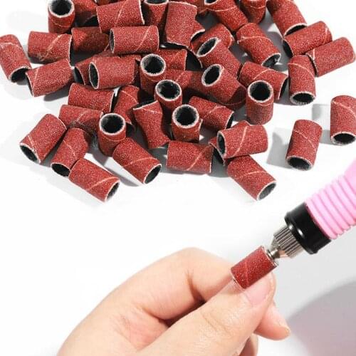 100pcs Electric Drill Sand Brands for Grinding Removal Refillable Nail Art Sand Cutter for Manicure Pedicure Ring Bits