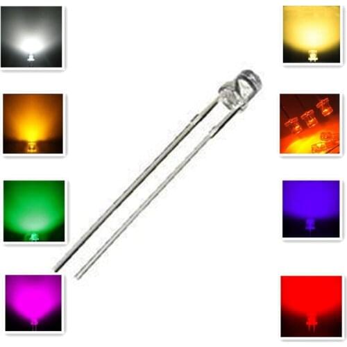 1000pcs LED F3 3mm Ultra Bright Flat top Head white red blue orange UV pink Diode bulb Wide Angle light emitting lamp Diodes Led