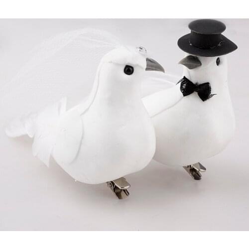 12 Pcs White Foam Doves Artificial Feather Bird Garden Decoration Wedding Theme Party Desktop Decor Small Birds Craft