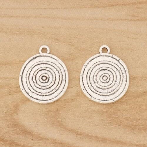 20 Pieces Tibetan Silver Arrow Target Round Circle Charms Pendants 2 Sided for Necklace Bracelet Jewellery Making 21x17mm