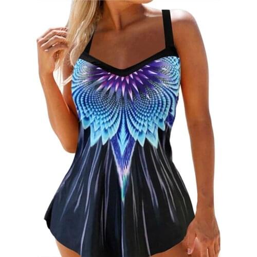 2021 Contrast Color Two Piece Women Swimsuit Plus Size Bodysuits Sexy Swimwear Summer Beachwear Printed Tankini Bathing Suit