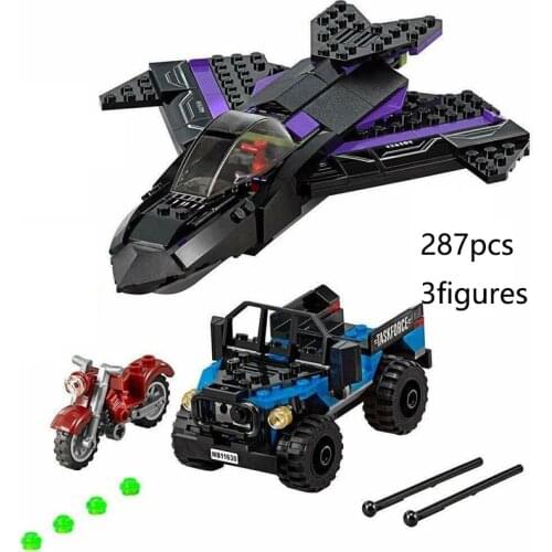 287pcs Marvel Super heroes Black Panther Pursuit building blocks Wakanda Technology fighter bricks toy for boy kids gift