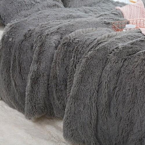 3pcs/set Fluffy Blanket with Pillow Cover Warm Soft Fleece Blanket for Children Adult STTA889