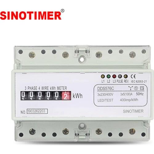 5(100)A 380VAC 50/60Hz Three Phase 4 Wire Analog Energy Counter Simulate Power Monitor DIN Rail with Pulse Output