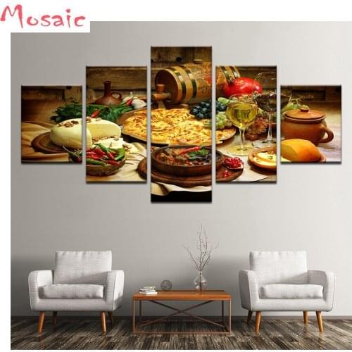 5d DIY Diamond Painting Restaurant Kitchen decor 3D Square round Diamond Embroidery Full Kit Diamond Mosaic pattern pizza food