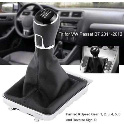 6 Speed Car Gear Shift Knob Stick Gaiter Boot Frame Kit Car-Styling For VW Passat B7 2011 2012 Car Accessories