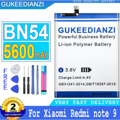 5600mAh GUKEEDIANZI Battery BN54 For Xiaomi Redmi note 9 note9 Redmi 10X Redmi10X 4G Big Power Bateria