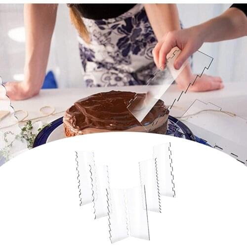 Acrylic Cake Scraper Clear Decorating Cake Edge Trim Smoother Pastry Cutter Contour Comb for Cream Baking Tool