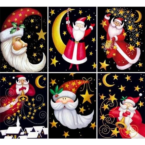 Yujohom 5D Embroidery Christmas Deer Diamond Mosaic Full Square Santa Picture Rhinestone Painting Cross Stitch Home Decor