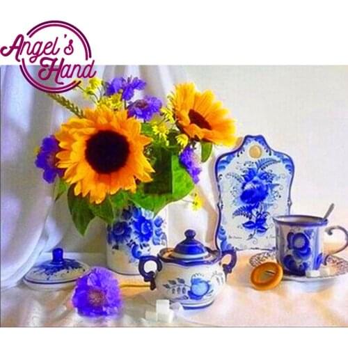 Spuare Diamond embroidered flowers in a vase cross-stitch kits picture with rhinestones and diamonds handcraft mazayka diamond