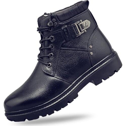 2021 New Man Winter Genuine Leather Boots Soft White Thicken Warm 38-44 Man Minus Temperature Snow Real Leather Boots