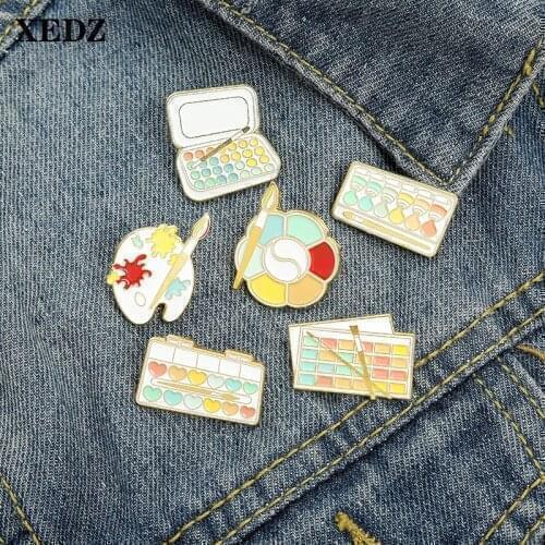 XEDZ Art Enamel Pin Fashion Childrens Jewelry Paint Box Gouache Brush Multicolor Science Badge Punk Lapel Pins Gift for Friends