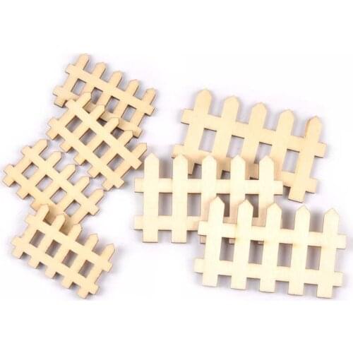 10/20Pcs Fence Shape Wood Slices Crafts Supplies DIY Scrapbookings Unfinished Wooden Decorations Home Handmade Ornaments m2205