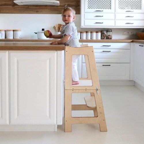 XIHATOY Montesorri Kids Helper Wooden Childrens Kitchen Footstool Furniture Foldable Table Learning Tower