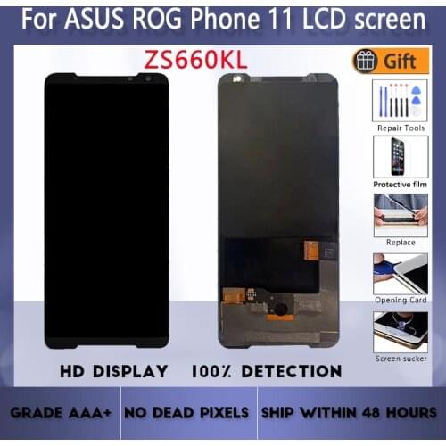For Asus OEM ROG Phone II Phone2 ZS660KL LCD screen assembly case touch glass,I001D LCD Display original Black