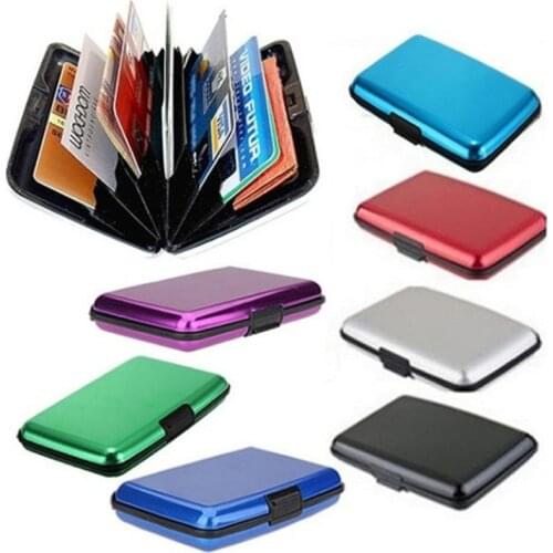 Glossy Multicolored Pocket Waterproof Wallet Business ID Credit Card Purse Cash Holder Aluminium Alloy(Outer) + Plastic( Inner)