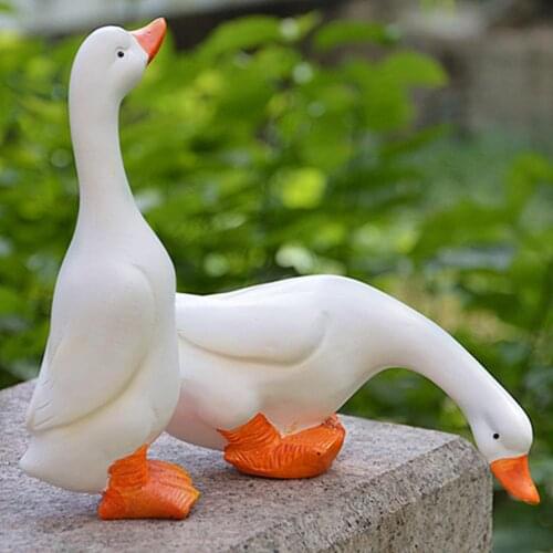 2pc Simulation Ducks for Garden Courtyard Pond Pool Rockery Fish Tank Decoration Resin Duck Sculpture Ornaments Figurines