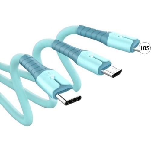 Liquid Silica Gel Data Cable 3A Fast Charging For iPhone Android type-C Huawei millet charging cable