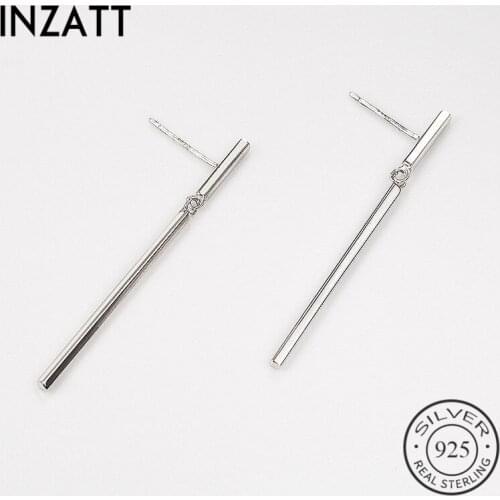 INZATT Classic unique design Dangle Drop Earrings Fashion 925 Sterling Silver Fine Jewelry Letter T Geometric Stick Bar Gift